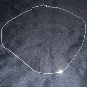 14KT BRAND NEW white gold bar necklace adjustable 17”-18”